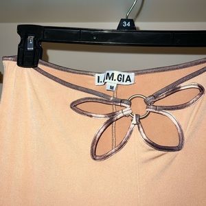 I AM GIA tan flowy pants with waistline details! Size M, never worn!
